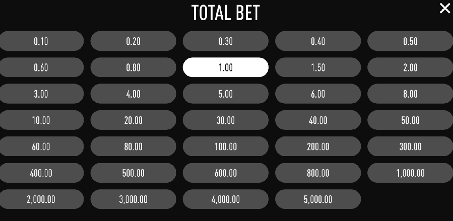 total bet of 1.00 on book of elixir pokie