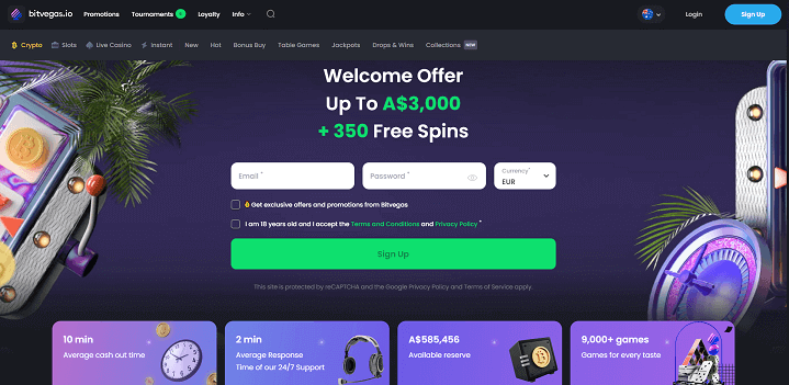 BitVegas online casino entices new players with a grand welcome offer—up to 350 free spins!