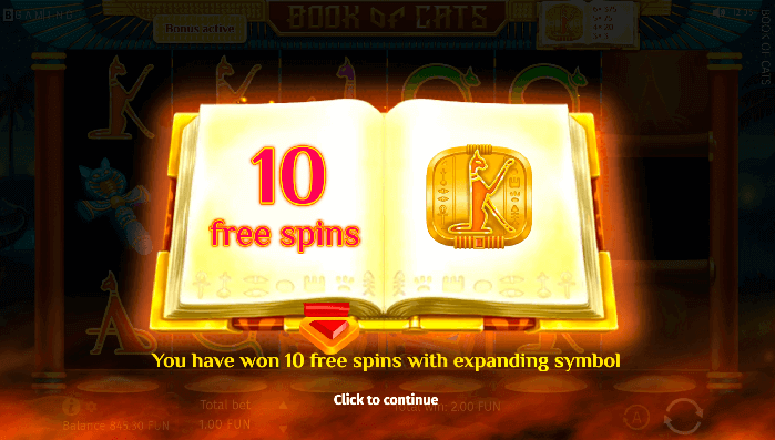 Recent wins overview for Book of Cats pokie.