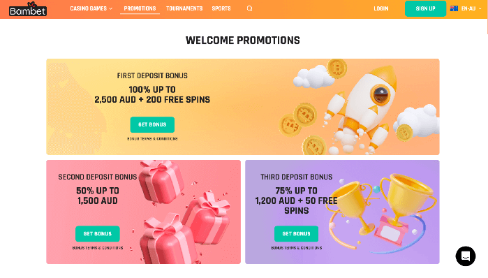 Bambet Casino AU Promotions page