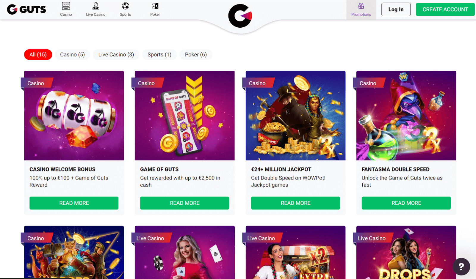 Guts Casino Bonuses