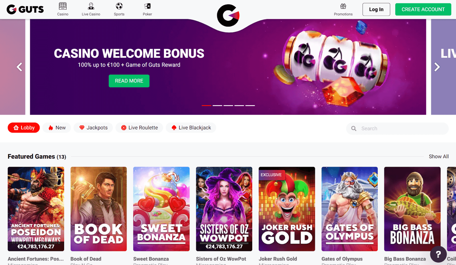 Guts Casino Games