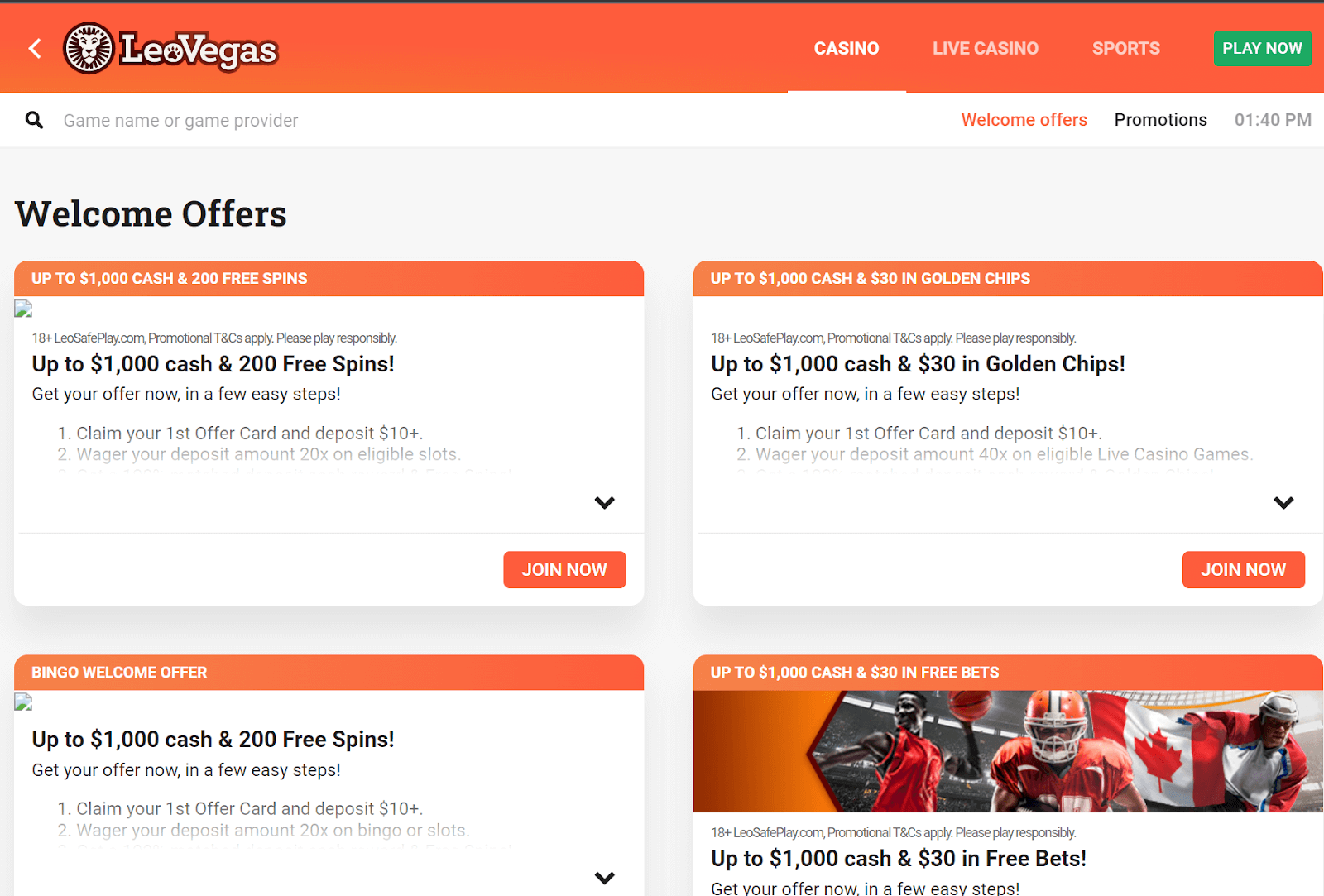 LeoVegas Casino Bonuses
