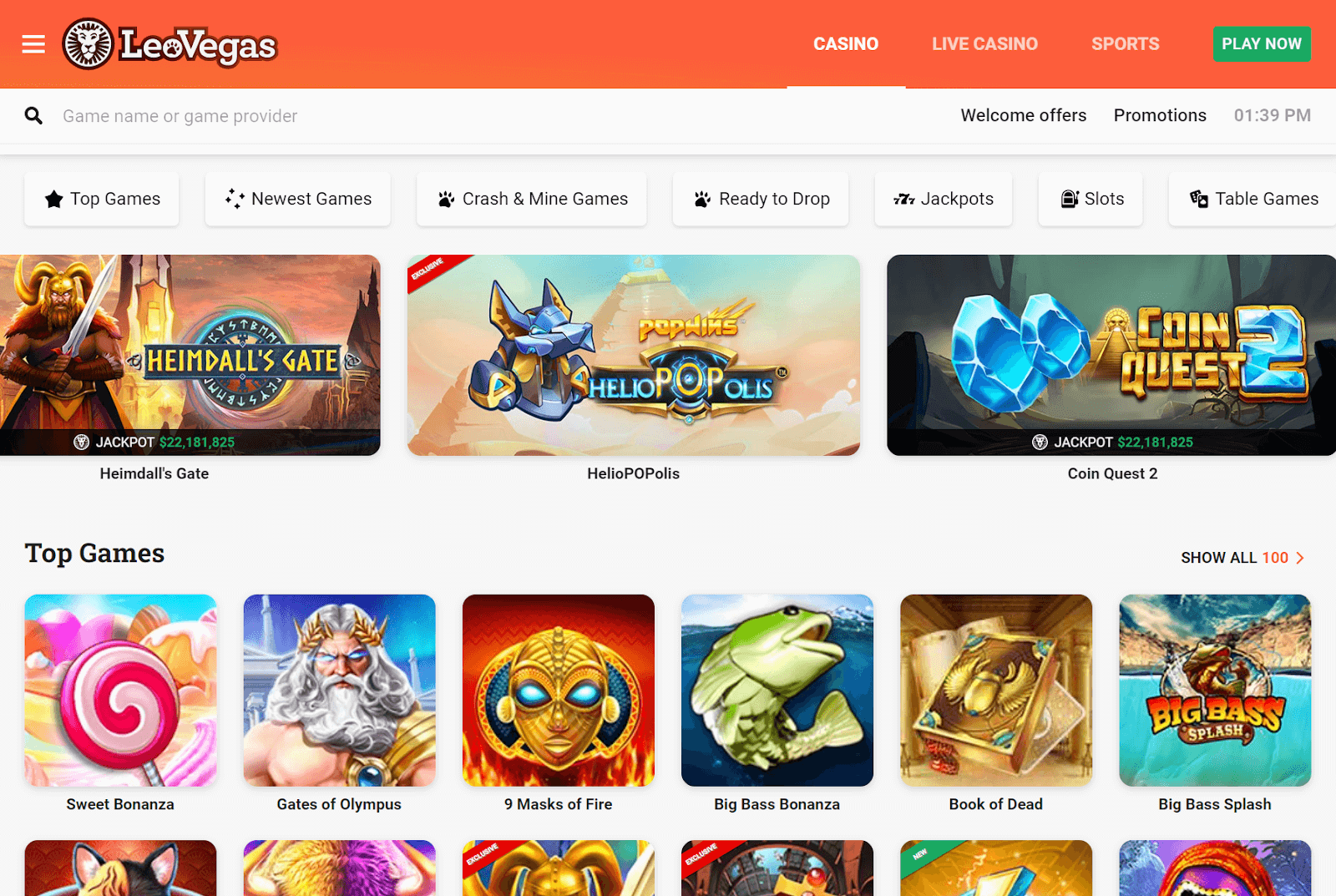 LeoVegas Casino Games
