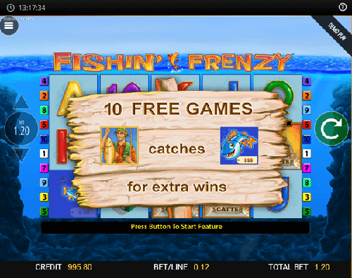 3 van deze symbolen activeren 10 gratis spellen in de Fishin’ Frenzy online gokautomaat.