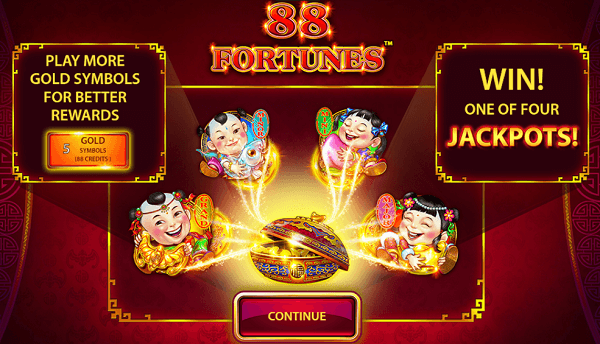 88 fortunes CA starter screen