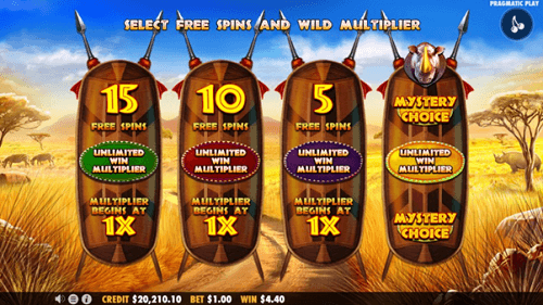 15 gratis spins met een start multipliers van 1x
