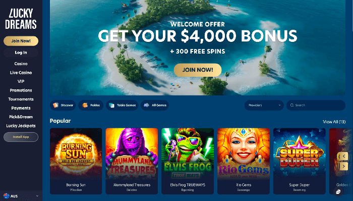 Welcome Gifts at Lucky Dreams Casino for Aussies