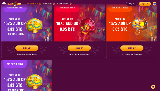 Explore the Promotions Page of SlotVibe's Online Casino