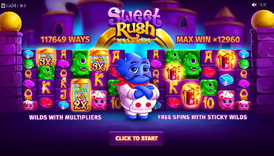 Opening scene of the Sweet Rush Megaways Online Slot in Australia