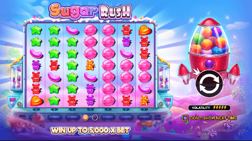 Welcome to Sugar Rush's vibrant startup screen – your first glance at this exciting online casino pokie.