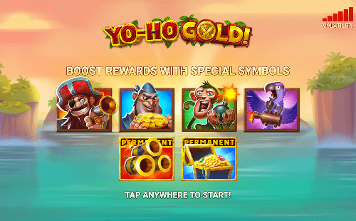 Enter the thrilling start screen of Yo-Ho Gold! at the 3 Oaks Fair Online Casino Pokie in Australia