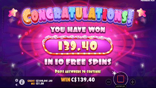 a sizeable triumph on the Canadian Sugar Rush Online Casino Slot!