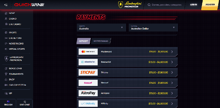 Banking Solutions at Quickwin Casino for Australian Players