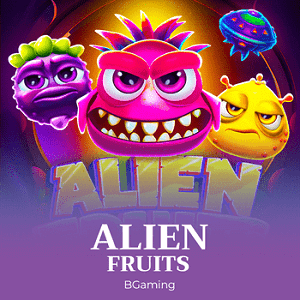 The emblem for BGaming's Alien Fruits pokie review