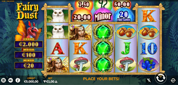 Het speelveld van de Fairy Dust online casinogokkast