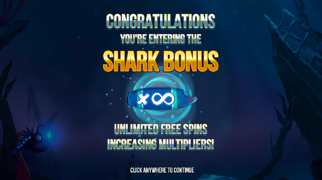 Shark bonuses and limitless free spins feature in Razor Shark by Push Gaming CA.