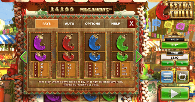 A Close Inspection of Symbol Payouts in Extra Chilli Epic Spins.