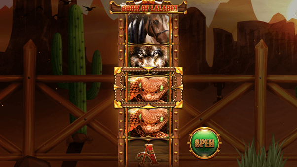 Winnende combinaties worden gevormd op het speelveld van de 'Book of LaLaBet' online slot.