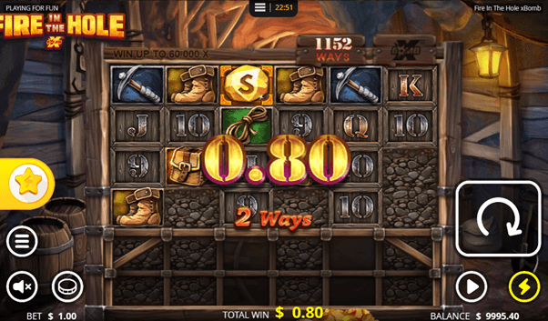 Het speelveld van het online casino Fire in the Hole slot