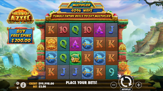 Overzicht van de speelomgeving van de gokkast Azteekse Fortuinen bij het online casino