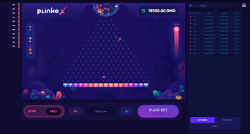 Het speelveld in de Plinko online casino spellen