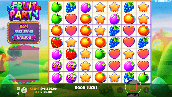 The reels of the Fruit Party Pokie
