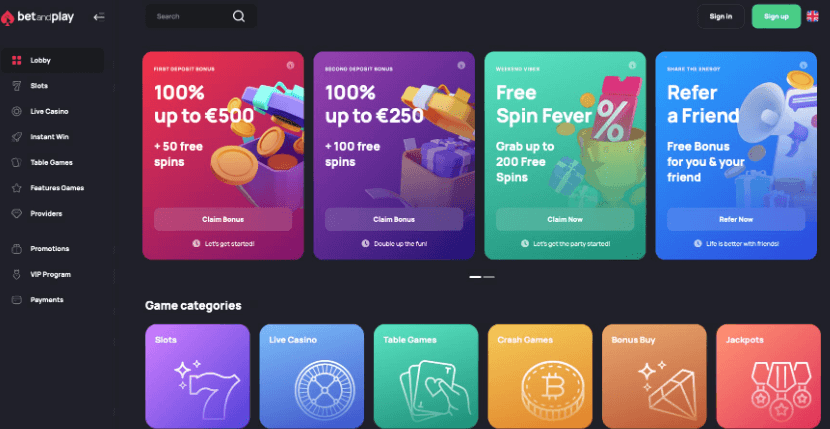 Betandplay homepage