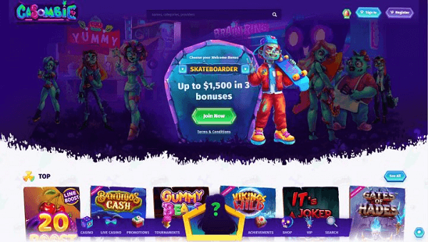 Casombie Casino Interface