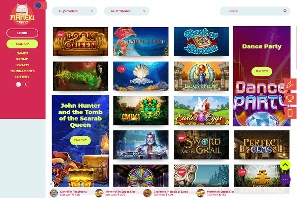 Gokkasten bij Maneki Online Casino