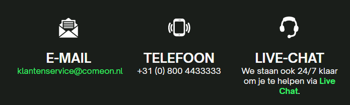 ComeOn klantenservice