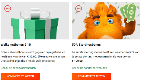 OneCasino welkomstbonus