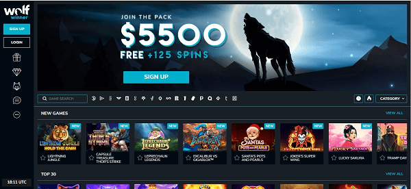 Introducing the Home Screen at Australia's Wolf Winner Casino.