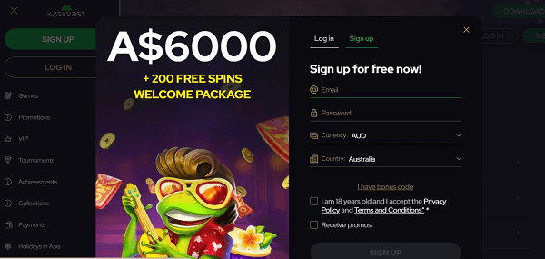 Katsubet Casino Sign-up