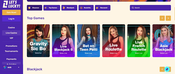 Let’s Lucky live dealer games