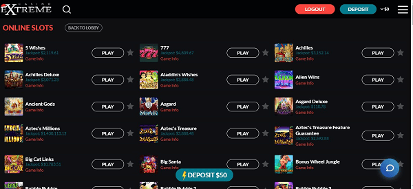 Pokies at Casino Extreme