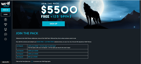 Introducing the Welcome Bonuses at Wolf Winner Casino.