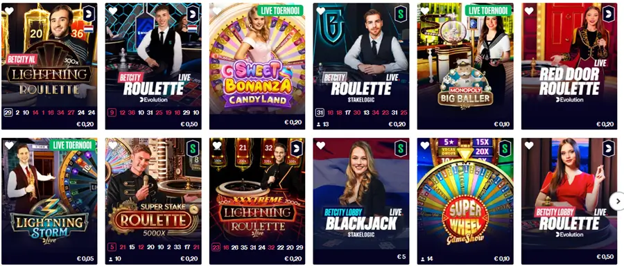 Betcity live casino screenshot