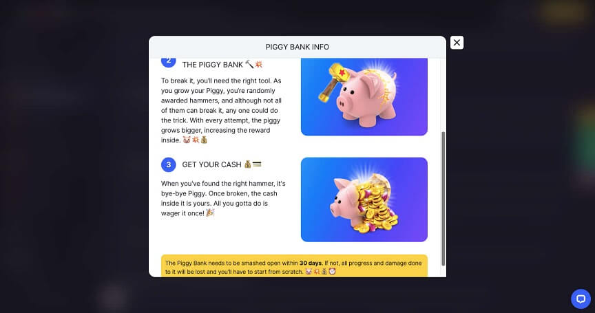 Bitstarz Casino piggy bank