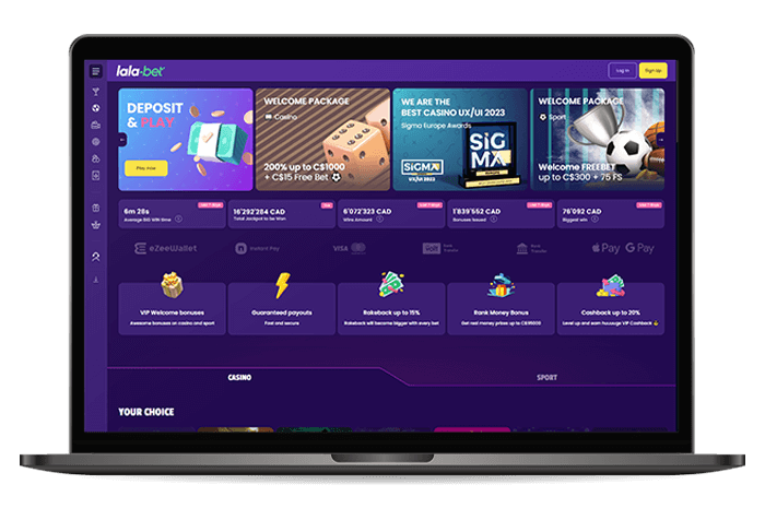 LalaBet Online Casino CA Mockup