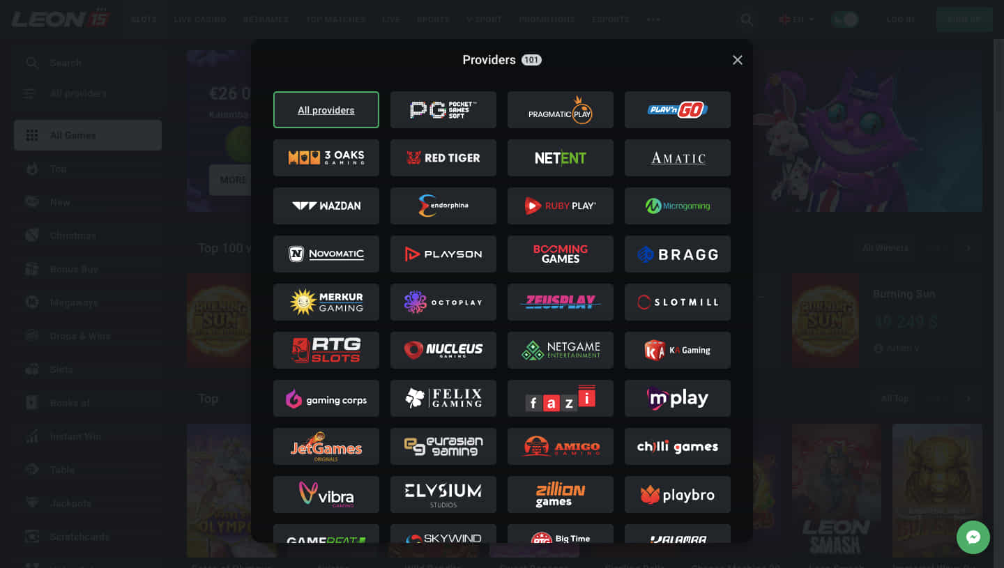 Leon Casino slot games