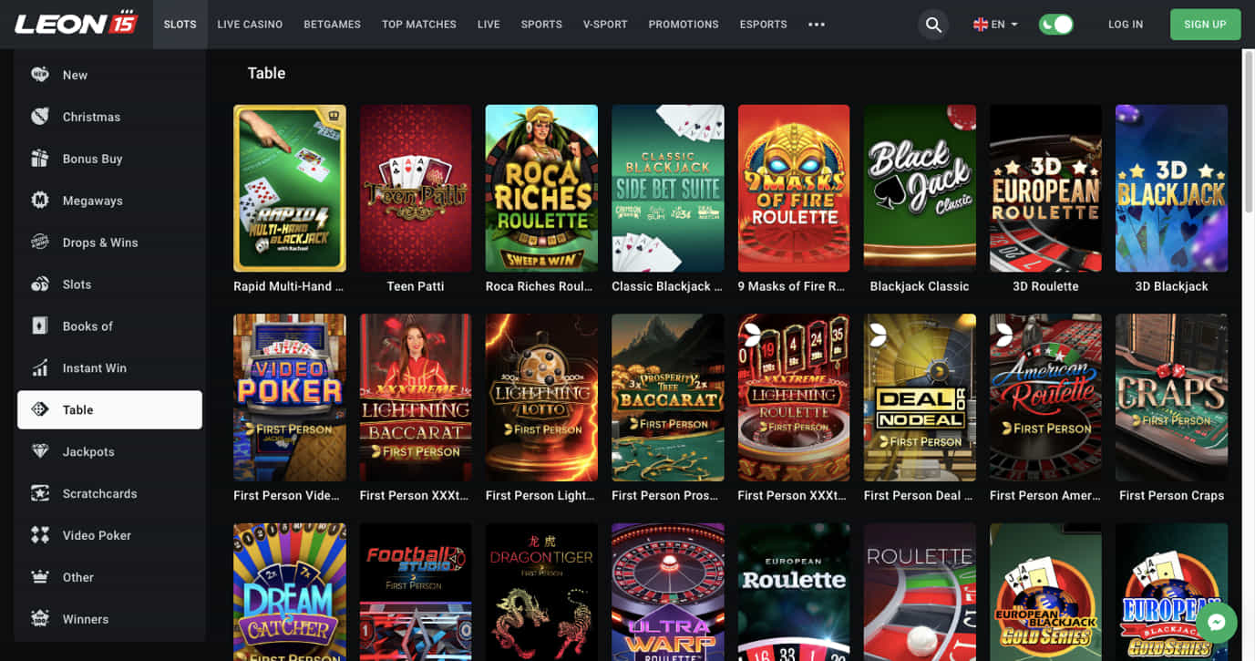 Leon Casino table games