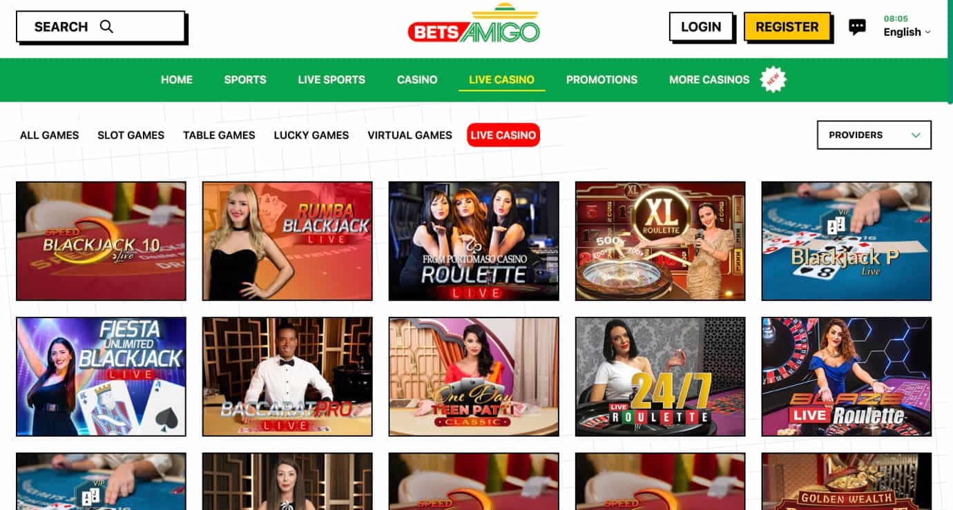 Live Casino Games at Bets Amigo