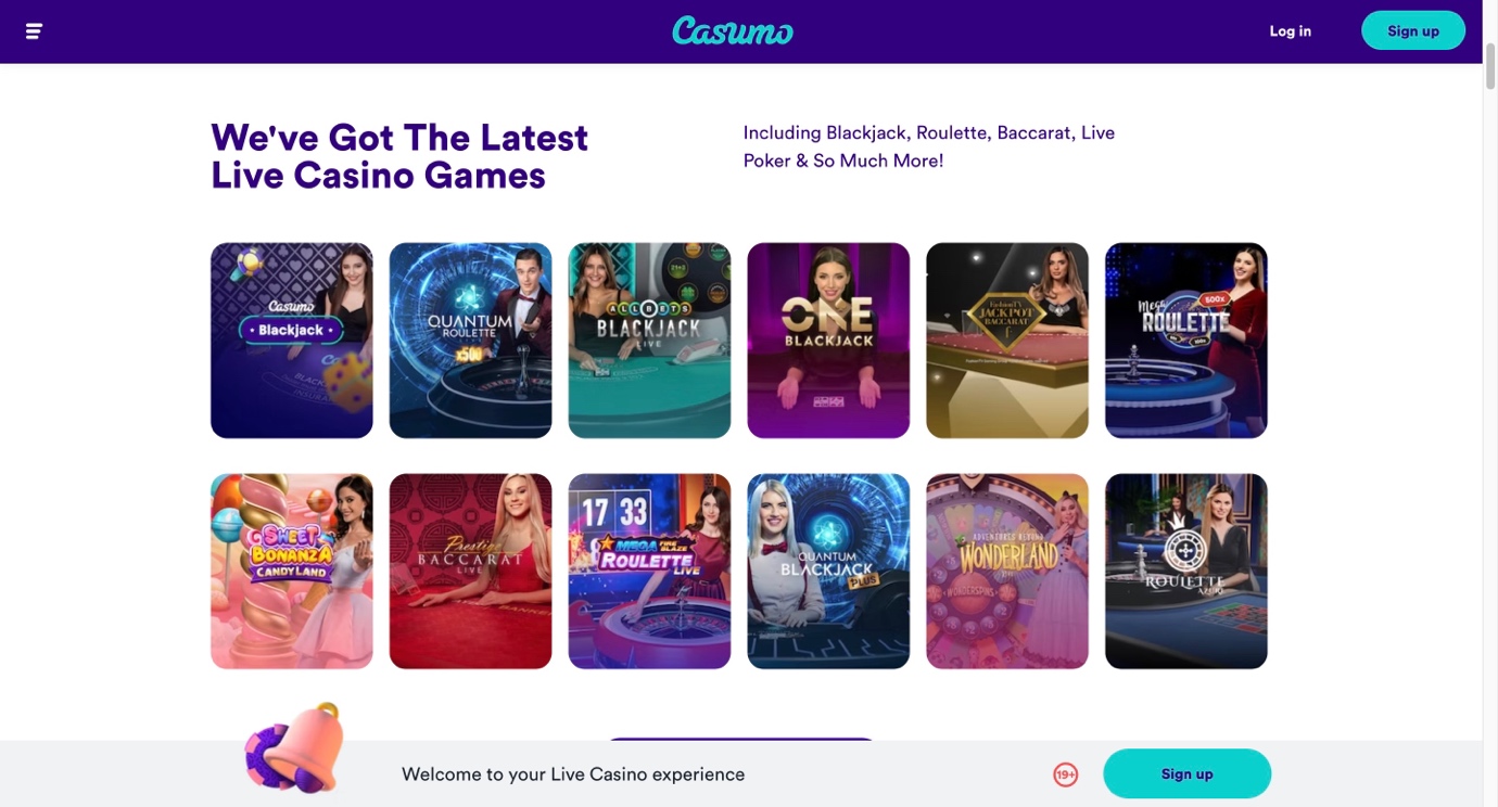 Live Casino Games at Casumo