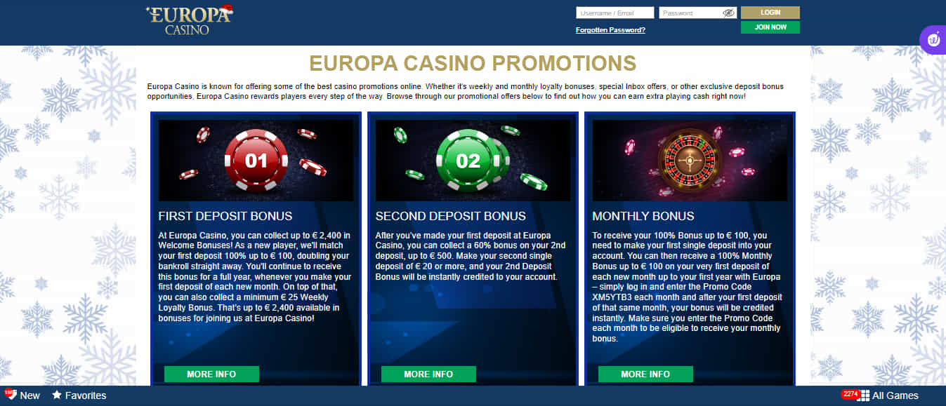 Customer Support at Europa Casino