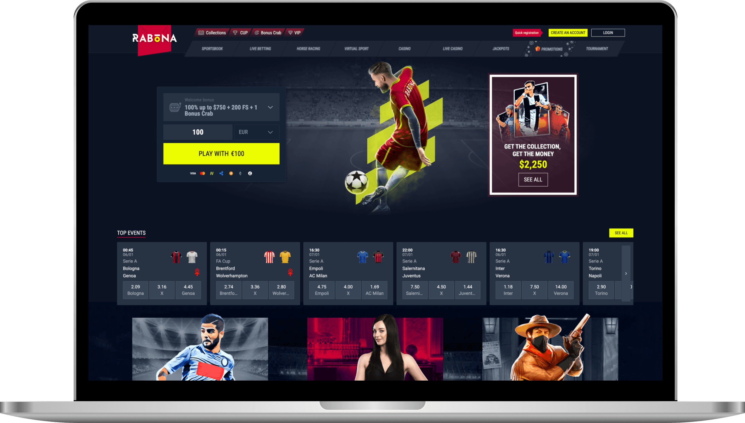 Rabona casino mockup