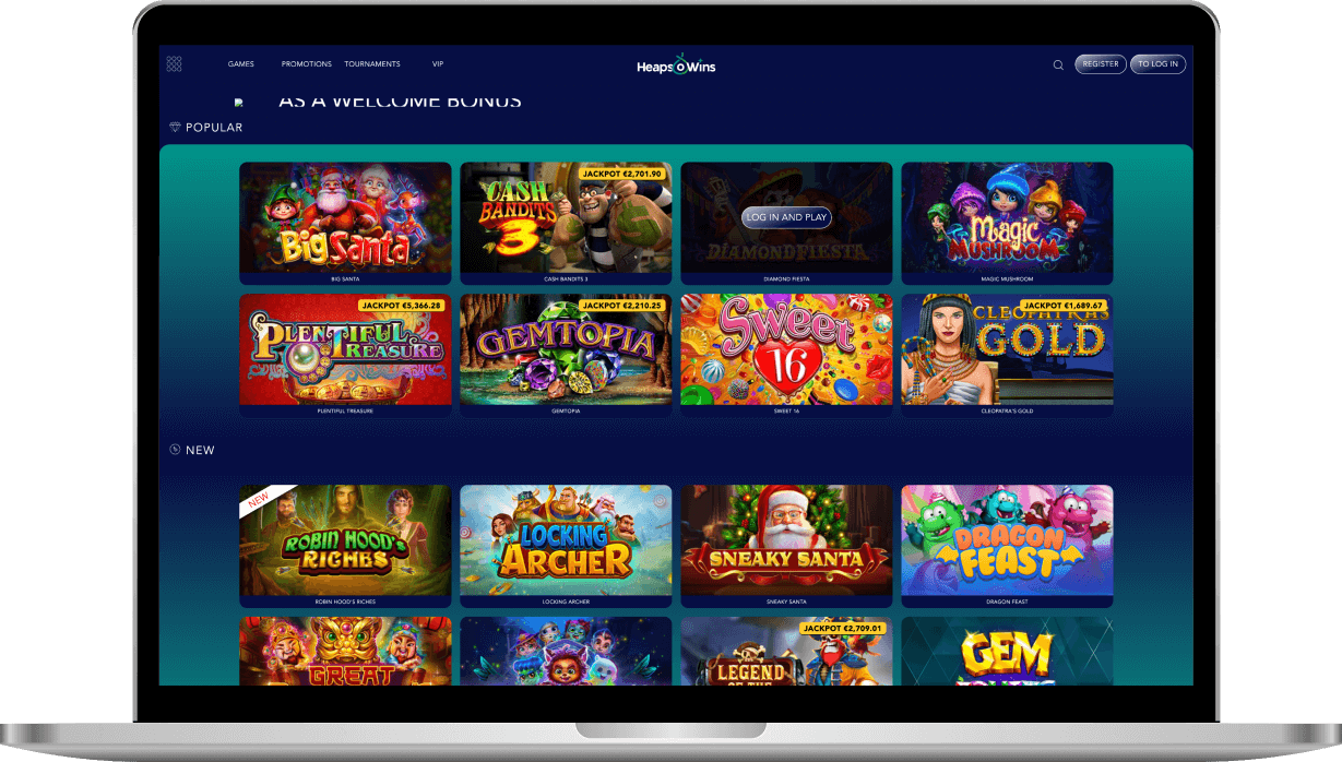 heaps o wins casino mockup