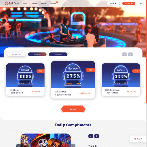 Here’s where Rich Palms Casino truly excels, especially with its welcome bonus structure. Your first deposit receives a flavorful 250% match up to $3000. It only enhances from there – granting a 275% match up to $3000 on the second deposit and a whopping 300% match up to $3000 on your third.
