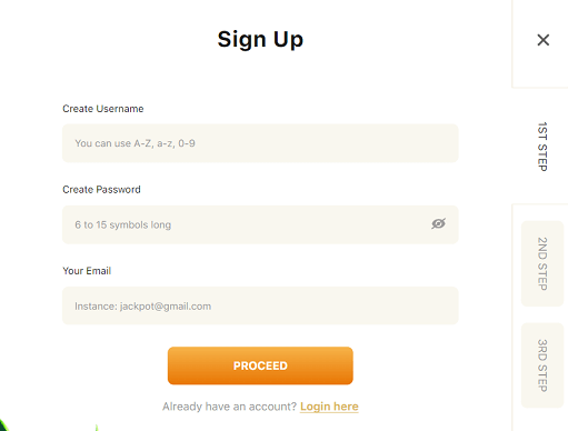 sign up screen lucky tiger casino