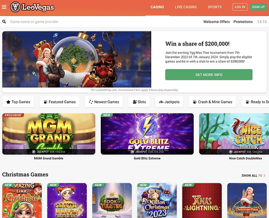 LeoVegas Casino Homepage